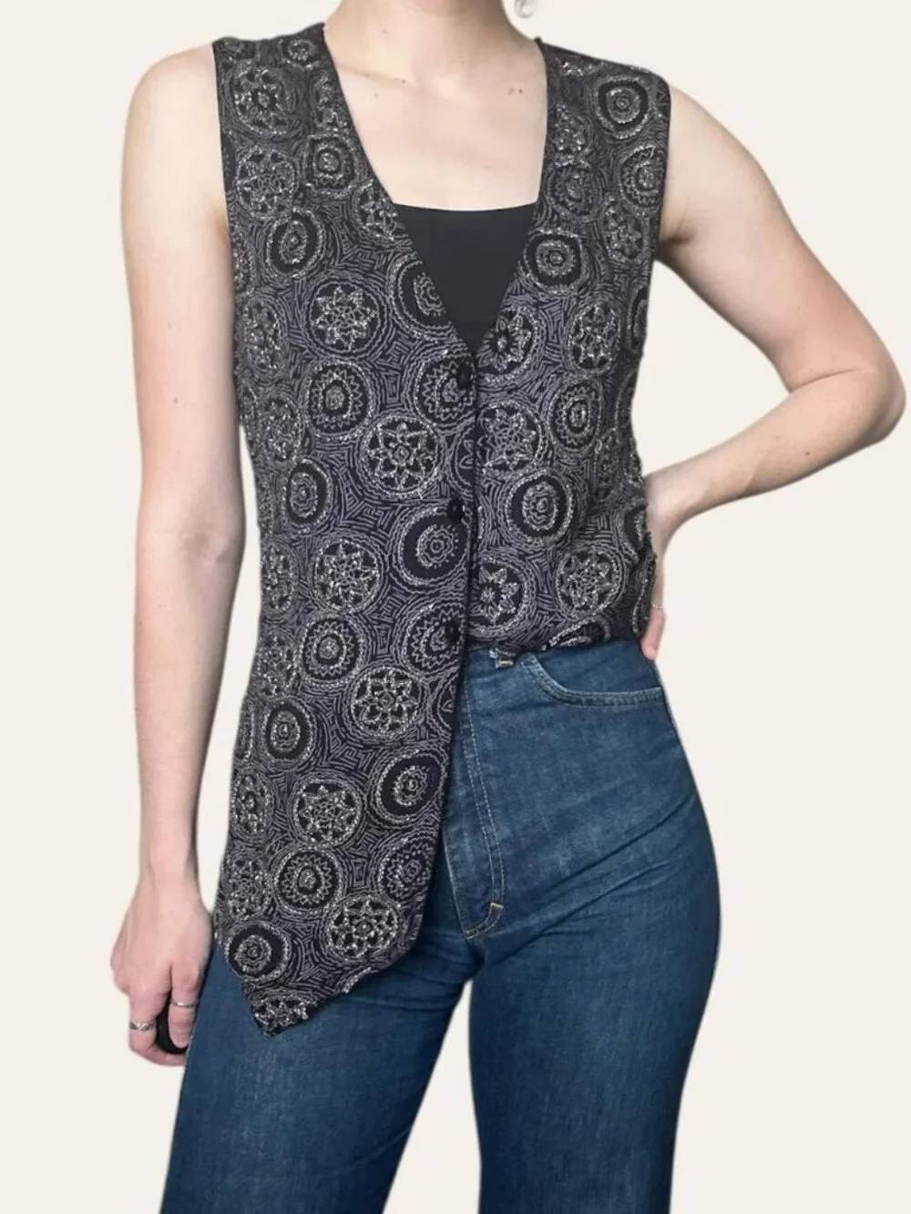 Electrify New York 90s vintage beaded whimsigoth vest - Large - Picture 2 of 6